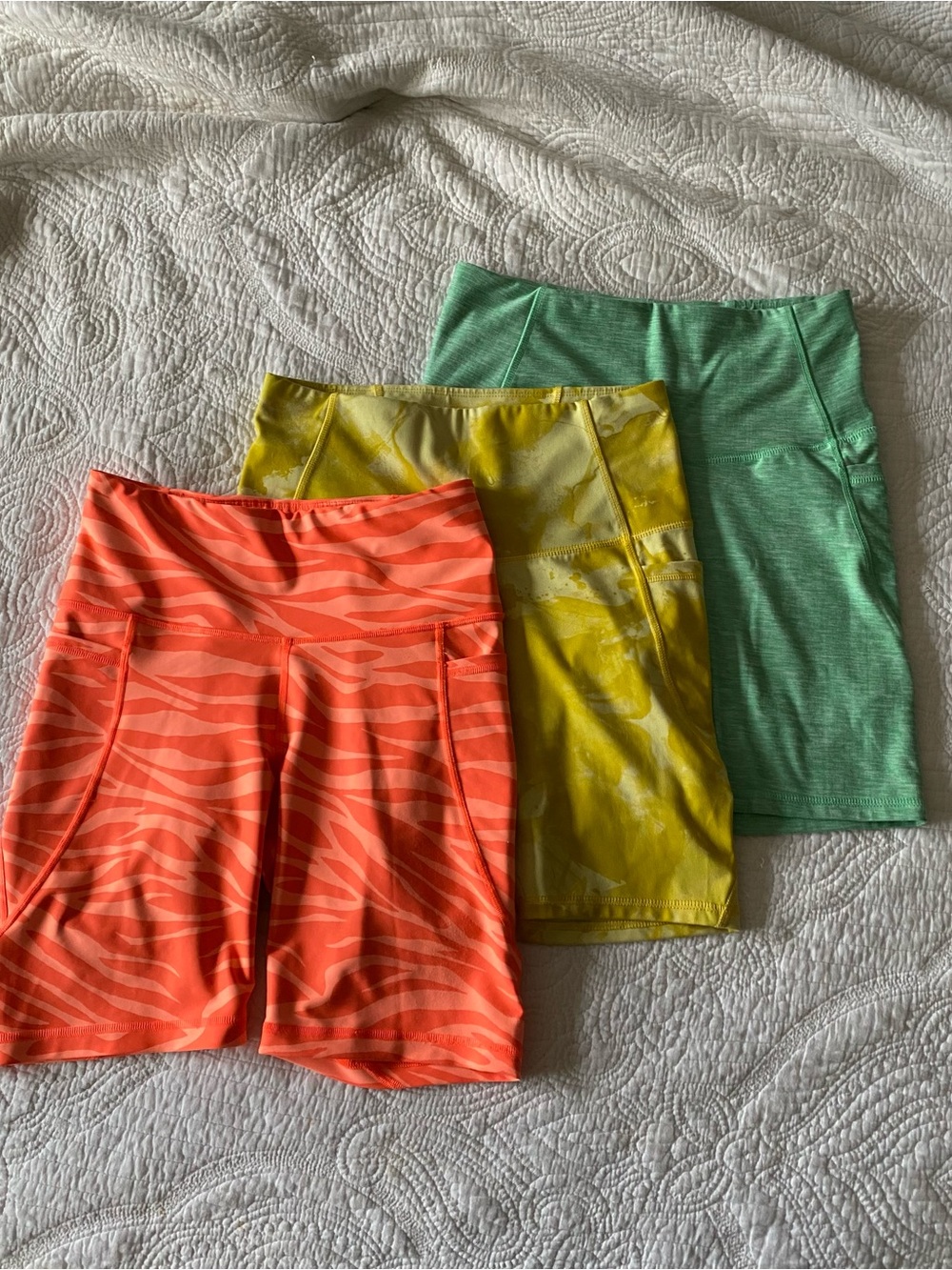 Women’s biker Shorts Bundle Coral, Yellow, Green
